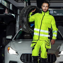Load image into Gallery viewer, Safety Work Suit Men Mechanic Jacket and Pant Sets for Working Hi Vis Workwear Multi Pockets Workshop Uniforms