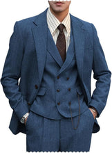 Load image into Gallery viewer, Men's 3 Piece Herringbone Suit