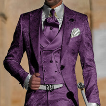 Load image into Gallery viewer, Jacquard Men's Suit 3 Piece Suit Groom Party Tuxedo Wedding Men's Formal Jacket Pants Vest Slim Fit Custom Suit Male