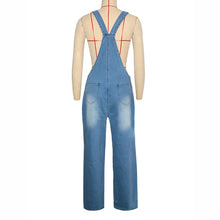 Load image into Gallery viewer, High Waisted Zip Denim Pockets Cargo Jeans Jumpsuits