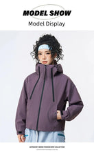 Load image into Gallery viewer, Women's Casual Hooded Raglan Sleeves Double Zipper Jacket