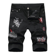 Load image into Gallery viewer, Men Summer White Ripped Denim Shorts Male Holes Short Jeans New Fashion Streetwear Stretch Jeans Shorts Pants Srtaight Fit Jeans