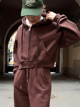 Load image into Gallery viewer, Women Tracksuits Winter Fleece Sweatsuit Brown Warm Crop Zipper Hoodies And Sweatpants Set For Women 2 Piece Velvet Pants Sets