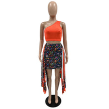 Lade das Bild in den Galerie-Viewer, FAGADOER Summer Print Tassels Mini Skirts Two Piece Sets