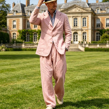 Load image into Gallery viewer, Men's Linen Suit 2 Pieces Luxury Slim Fit Casual Blazer Straight Leg Pants Breathable Wrinkle Resistant Lightweight For Wedding