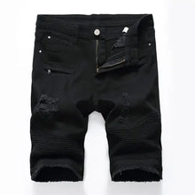 Load image into Gallery viewer, 2026 Summer Men's Red Rose Embroidered Jeans Shorts, Fashion Casual Shorts Black Blue White Men Torn and Frayed Denim Shorts