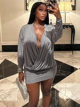 Lade das Bild in den Galerie-Viewer, Women Mini Dress Style Cleavage Full Sleeve Sheath Vestidos