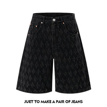 Load image into Gallery viewer, Ummer Men’s Denim Shorts Combine Classic and Fashionable Tattered Designs Straight Fit Loose Black Jeans Y2K High Street Shorts