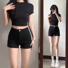 Lade das Bild in den Galerie-Viewer, High Waist Denim Elastic Shorts
