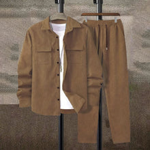 Load image into Gallery viewer, Men's corduroy Long sleeve shirt and pants casual suit