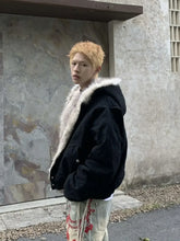 Lade das Bild in den Galerie-Viewer, Fur Collar And Velvet Padded Warm Hooded Coat