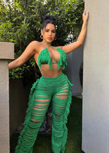 Load image into Gallery viewer, Sexy Two Piece Pant Sets Women Hollow Out Trousers Matching Sets Strapless Tassels Hole Pencil Pants Suits High Street Summer