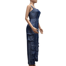 Load image into Gallery viewer, Women Overall Spliced Cargo Denim Pants