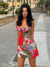 Lade das Bild in den Galerie-Viewer, Weird Puss Colorful Print Backless Sleeveless Dress