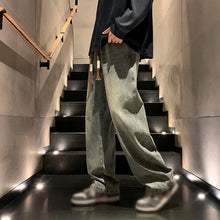 Lade das Bild in den Galerie-Viewer, Trend Simplicity Male Casual Plaid Jeans Streetwear Embroidered Denim Pants Men Loose Straight Classic Wide Leg Retro Trousers