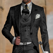 Load image into Gallery viewer, Jacquard Men's Suit 3 Piece Suit Groom Party Tuxedo Wedding Men's Formal Jacket Pants Vest Slim Fit Custom Suit Male