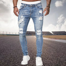 Charger l'image dans la galerie, Mens Ripped Skinny Jeans Blue Slim Fit Hole Pencil Pants Biker Casual Trousers Streetwear 2020 High Quality Denim Man Clothing