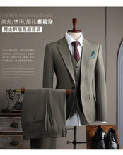 Load image into Gallery viewer, High Quality Men's Suit (jacket+vest+pants) Formal Business Office Men's Suits Groom Wedding Party Dress Solid Color Suit S-4XL