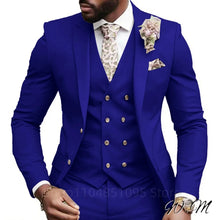 Load image into Gallery viewer, Casual Jacket Vest Pants 3Pcs Elegant Suits for Men Slim Fit