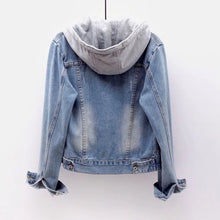 Load image into Gallery viewer, Denim Short Jacket for Women Short Autumn Winter Korean Long-sleeved Slim Hooded Versatile