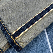 Load image into Gallery viewer, Heavy Washed Distressed Straight Blue Jeans