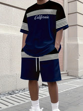 Lade das Bild in den Galerie-Viewer, Men's Striped Pattern Print Outdoor Two Piece Set