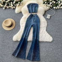 Lade das Bild in den Galerie-Viewer, Denim Pant Set Sexy Short Sleeve