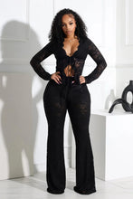 Load image into Gallery viewer, Women's Set Long Sleeve Lace See Through Shirt Two Piece Sets