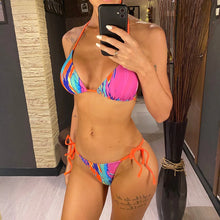 Lade das Bild in den Galerie-Viewer, Colorful Halter Strappy High Leg Cut Bikini Set