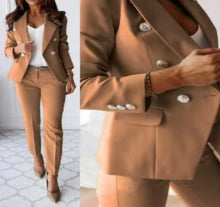 Load image into Gallery viewer, Two Piece Sets Woman Outfit 2025 Spring Solid Color Versatile Temperament Blazer Coat & Fashiona Casual Pocket Design Pants Set