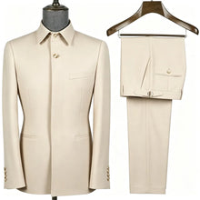 Load image into Gallery viewer, Tailor Made Safari Suits For Men 2 Pcs Casual Square Collar Jacket Pants Formal Business Official Daily Wear Costume Homme