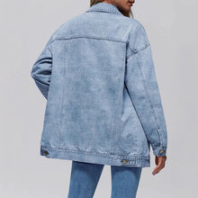 Load image into Gallery viewer, Women's Denim Long Sleeve Oversized Button Jacket