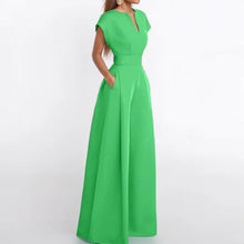 Load image into Gallery viewer, Elegant High Waist Sexy V-neck Short Sleeved Commuting Wide Leg Jumpsuit