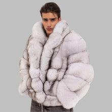 Load image into Gallery viewer, Real Fur Coat Men Natural Fox Fur Coats Turndown Collar Luxury Winter Men's Coat High Quality Warm Blue Fox