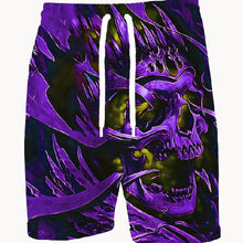 Load image into Gallery viewer, Men's Skull 3D Pattern Comfy Shorts Oversized Casual Elastic Waist Drawstring Shorts for Summer Beach And Basketball Sport Short