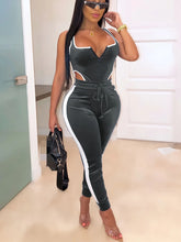 Cargar imagen en el visor de la galería, Sleeveless Cut Out Bodysuit & High Waist Stretchy Pants,