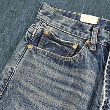 Load image into Gallery viewer, Heavy Washed Distressed Straight Blue Jeans