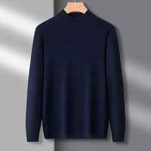 Load image into Gallery viewer, Men's Mock Neck 100% Pure Woolen Sweaters Autumn Winter Warm Cashmere Sweater Solid Knitted Pullovers for Men Slim Knitwear Tops
