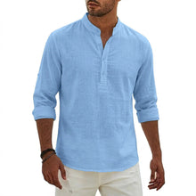 Load image into Gallery viewer, New Cotton Linen Shirts for Men Luxury Henley Casual T-Shirts Beach Long Sleeve Shirts Hawaiian Summer Shirt Gym Man for Work