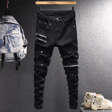 Load image into Gallery viewer, Men Elastic Slim Fit Destroyed Ripped Jeans
