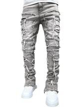 Cargar imagen en el visor de la galería, Pantalones vaqueros desgastados, rotos y ajustados para hombre
