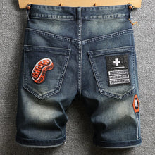 Load image into Gallery viewer, Summer New Fashion Trend Printed Straight Leg Sports Retro Jeans Men's Loose Large Size Comfortable High Quality Shorts 28-36