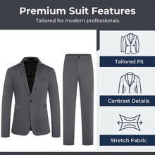 Load image into Gallery viewer, Men's 2-Piece Suit Set Fashionable Eveningwear Tuxedo Pants Ideal for Wedding Parties