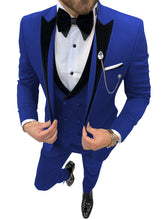 Load image into Gallery viewer, Mens Suits Wave Point Three Pieces Men Dress Suits Casual Commuter Office Business Suits for Wedding (Blazer+Vest+Pants)
