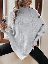 Charger l'image dans la galerie, Twisted Sweater Turtleneck Button Bat-sleeve Design Pullover