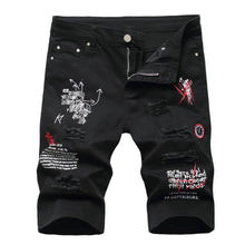 Load image into Gallery viewer, Men Summer White Ripped Denim Shorts Male Holes Short Jeans New Fashion Streetwear Stretch Jeans Shorts Pants Srtaight Fit Jeans