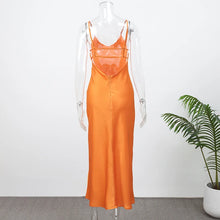 Lade das Bild in den Galerie-Viewer, Sexy Yellow Satin Backless Maxi Dress