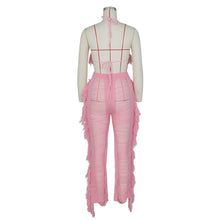 Load image into Gallery viewer, Sexy Two Piece Pant Sets Women Hollow Out Trousers Matching Sets Strapless Tassels Hole Pencil Pants Suits High Street Summer