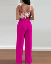 Cargar imagen en el visor de la galería, 2 Piece V-Neck Strap Shirred Slim Crop Top & Lace-up Wide Leg Pants Sets
