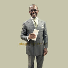 Load image into Gallery viewer, Men's Suit 2-Piece (Jacket+Pants) lightweight Striped Double Breasted Blazer